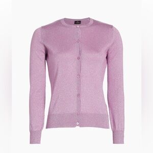 Etro NWT shimmer silk cardigan Sweater lilac purple Women's size 40 US 4
